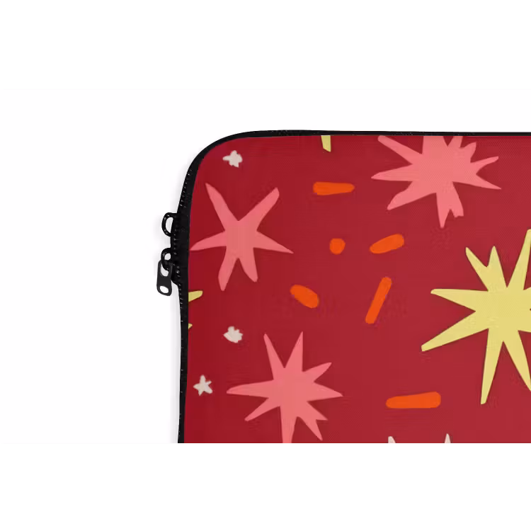 Sterren - Speels - Rood laptophoes neopreen klein 279 -detail