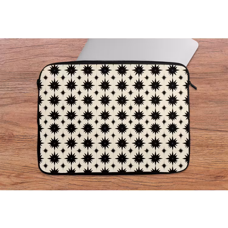 Stervormen - Geometrisch - Zwart laptophoes neopreen klein 279 -tafel