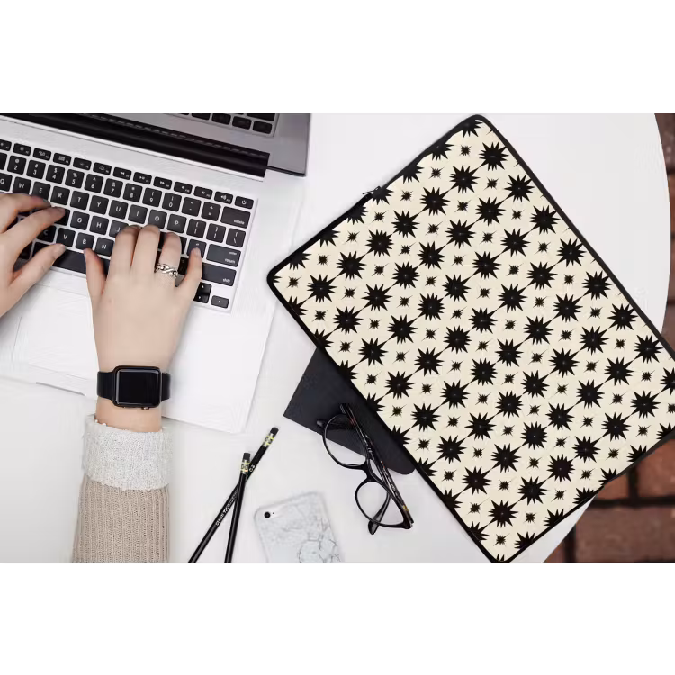 Stervormen - Geometrisch - Zwart laptophoes neopreen klein 279 -bureau