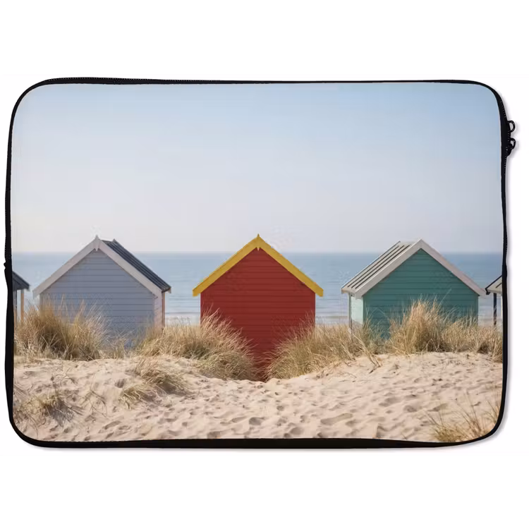 Strand - Huisjes - Kleurrijk - Duinen laptophoes neopreen klein -zkaufland3dotto