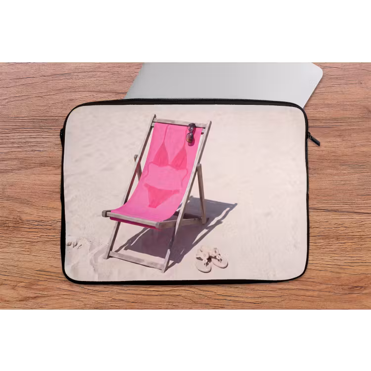 Strand - Ligstoel - Badkleding - Zomer - Roze laptophoes neopreen klein -tafel