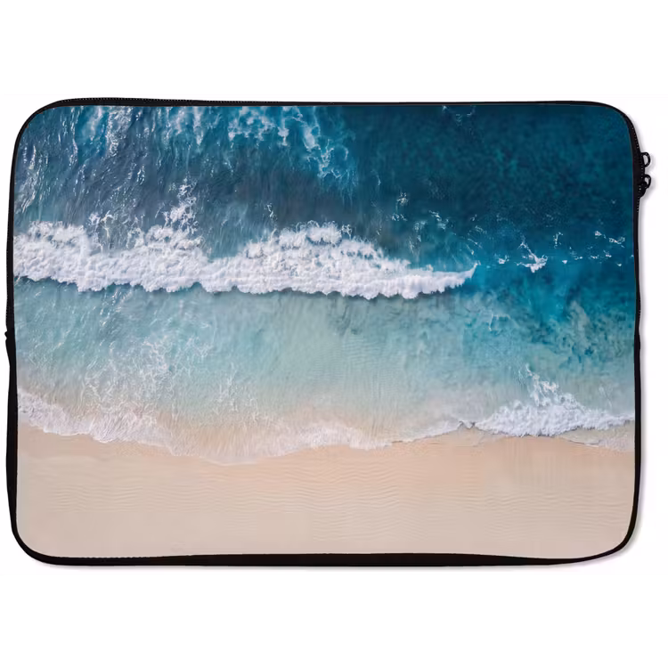 Strand - Zee - Golven - Natuur - Blauw laptophoes neopreen klein -zkaufland3dotto