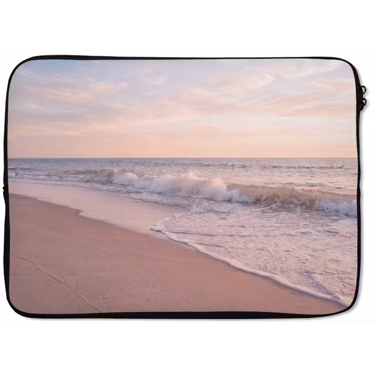Strand - Zee - Golven - Natuur - Zonsondergang laptophoes neopreen klein -zkaufland3dotto