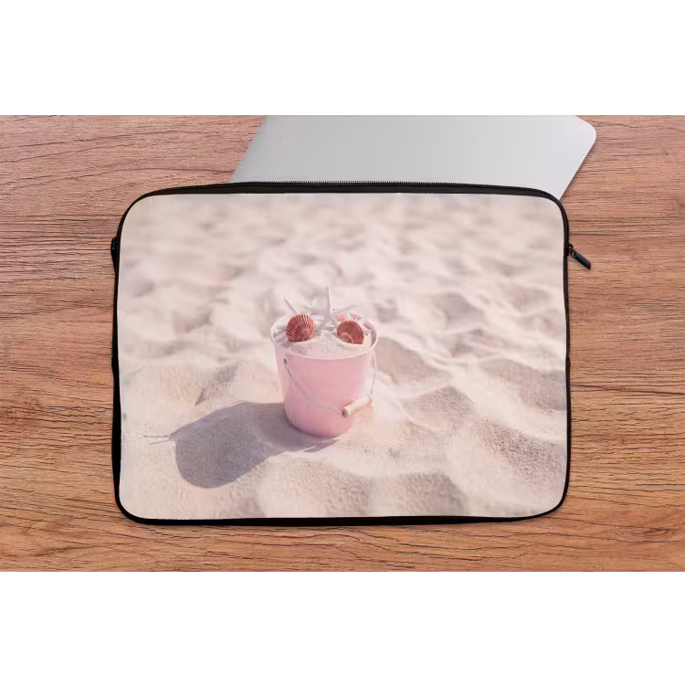 Strand - Schelpen - Zomer - Roze - Decoratie laptophoes neopreen klein -tafel