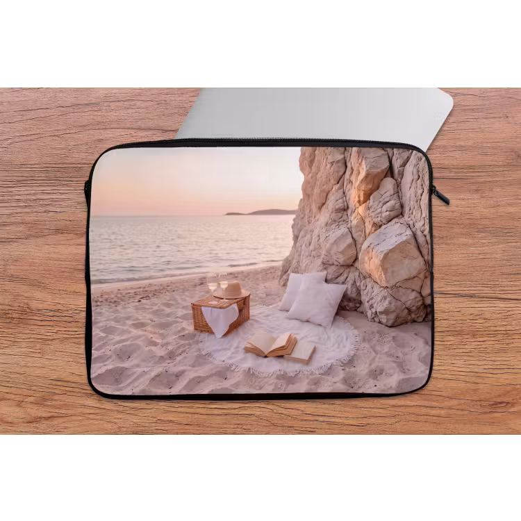Strand - Picknick - Zonsondergang - Zomer - Natuur laptophoes neopreen klein -tafel