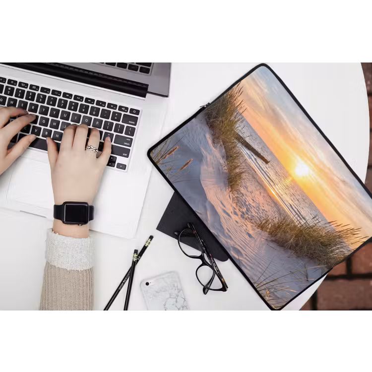 Strand - Zonsondergang - Natuur - Landschap laptophoes neopreen klein -bureau