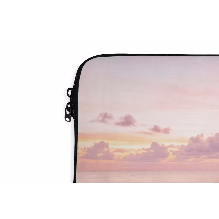Strand - Zonsondergang - Natuur - Minimalistisch - Roze laptophoes neopreen klein -detail