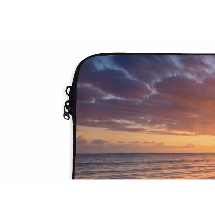 Strand - Zonsondergang - Palmbomen - Natuur - Oranje laptophoes neopreen klein -detail