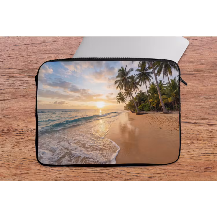 Strand - Zonsondergang - Tropisch - Natuur - Goud laptophoes neopreen klein -tafel