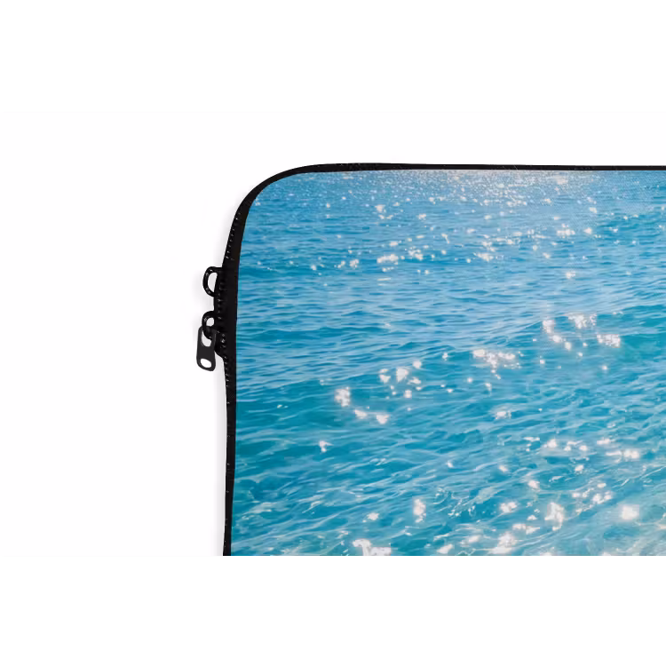 Strand - Water - Natuur - Blauw - Beige laptophoes neopreen klein -detail