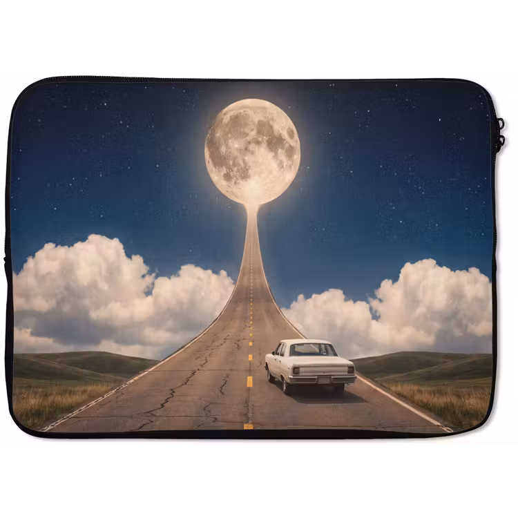 Laptop hülle - Straße – Mond – Nacht - Weg - Maan - Nacht laptophoes neopreen klein