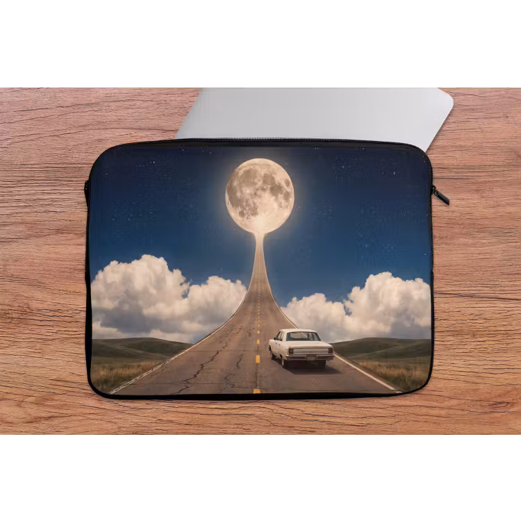 Laptop hülle - Straße – Mond – Nacht - Weg - Maan - Nacht laptophoes neopreen klein