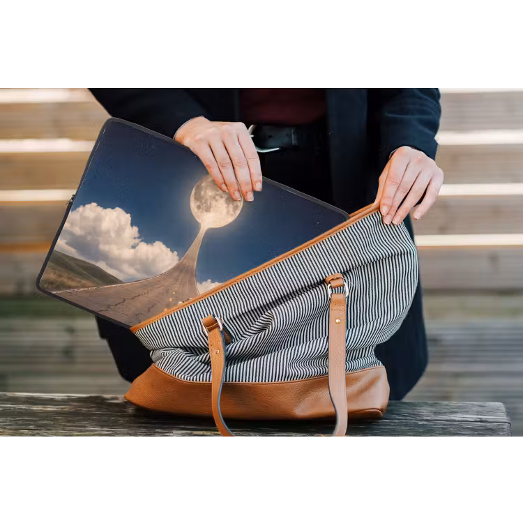Laptop hülle - Straße – Mond – Nacht - Weg - Maan - Nacht laptophoes neopreen klein