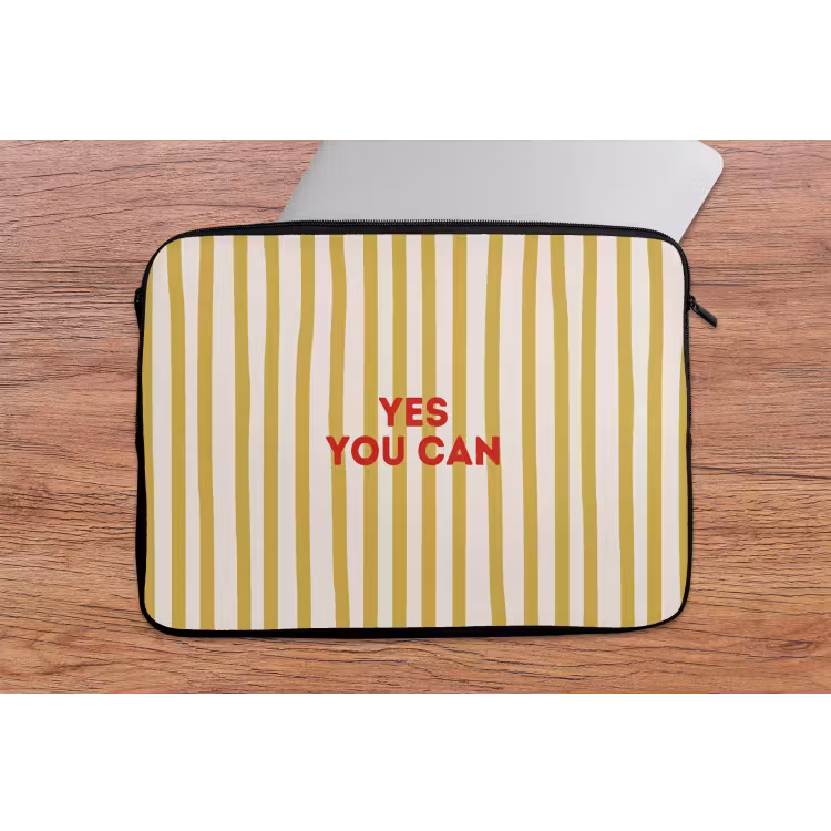 Strepen - Abstract - Yes you can - Rood laptophoes neopreen klein -tafel
