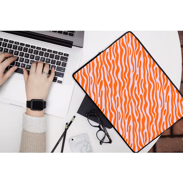 Strepen - Dynamisch - Oranje laptophoes neopreen klein 279 -bureau