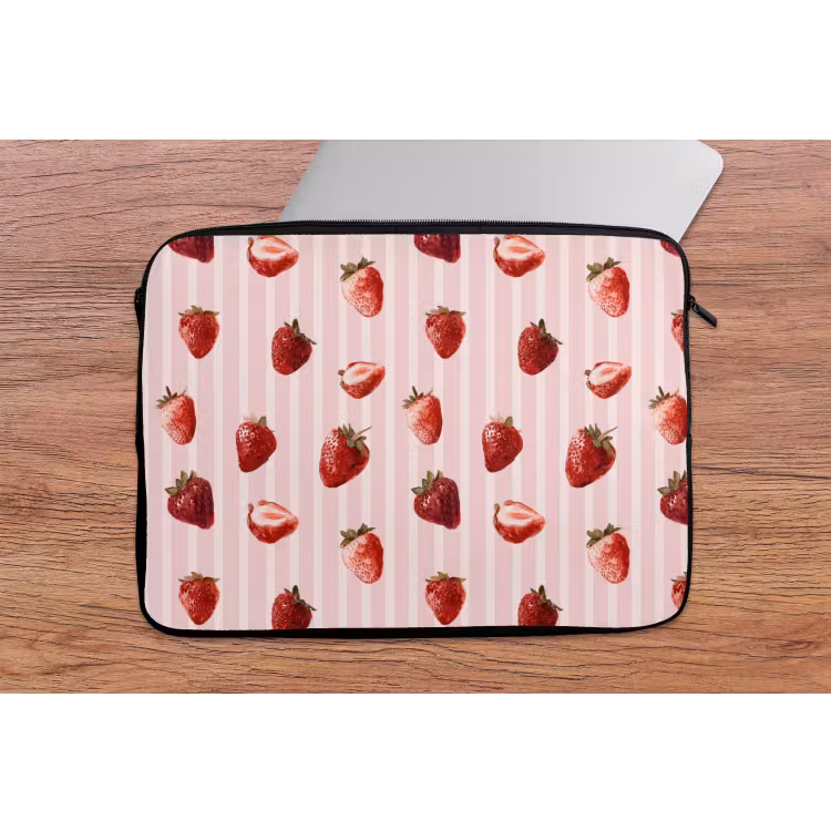 Strepen - Aardbei - Roze laptophoes neopreen klein 279 -tafel