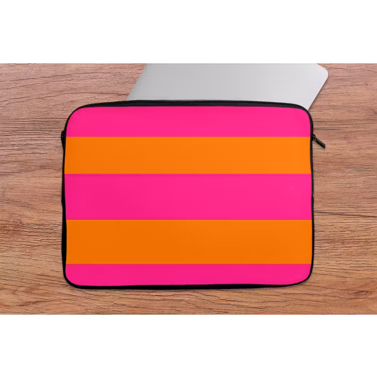 Strepen - Horizontaal - Roze laptophoes neopreen klein 279 -tafel