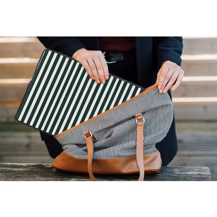 Strepen - Klassiek - Groen laptophoes neopreen klein 279 -tas