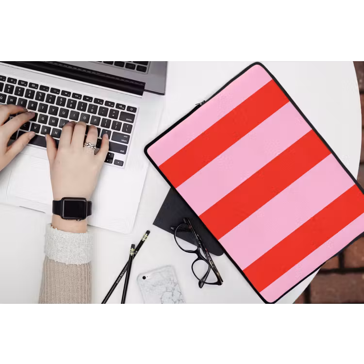 Strepen - Klassiek - Roze laptophoes neopreen klein 279 -bureau