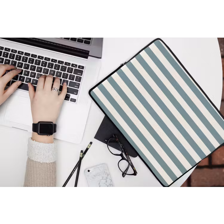 Strepen - Modern - Blauw laptophoes neopreen klein 279 -bureau