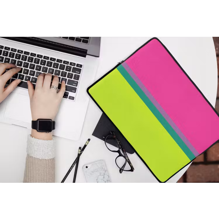 Strepen - Modern - Kleurrijk laptophoes neopreen klein -bureau