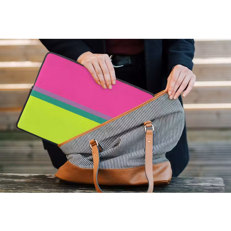 Strepen - Modern - Kleurrijk laptophoes neopreen klein -tas