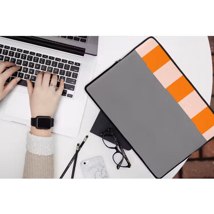 Strepen - Modern - Oranje laptophoes neopreen klein 279 -bureau