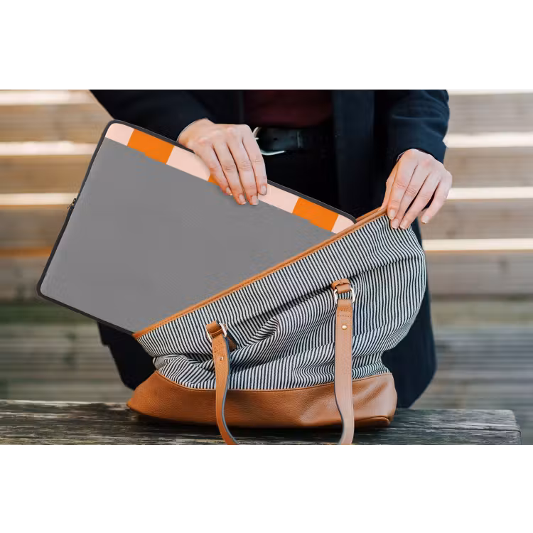 Strepen - Modern - Oranje laptophoes neopreen klein 279 -tas
