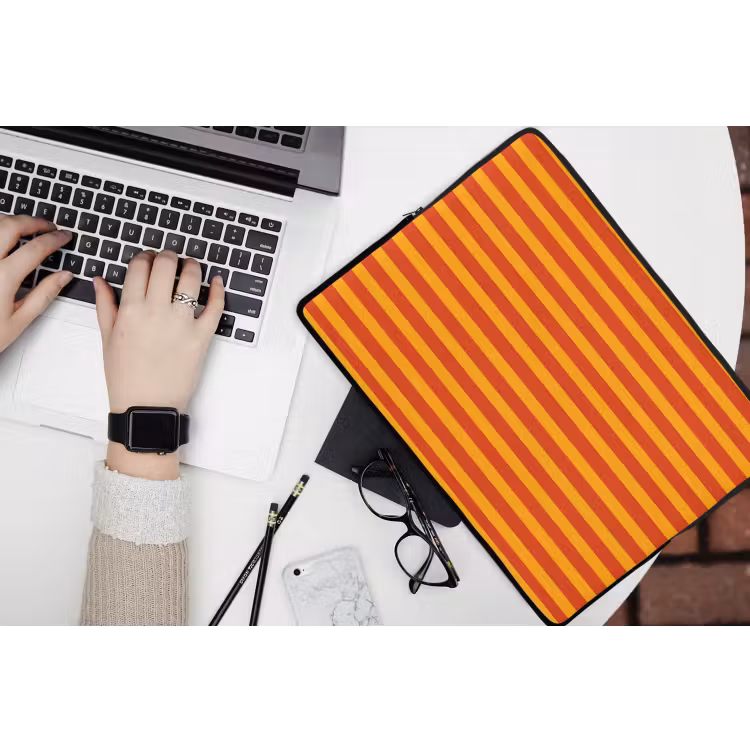 Strepen - Patroon - Oranje laptophoes neopreen klein 279 -bureau