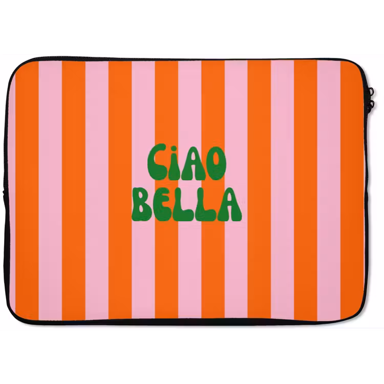 Strepen - Oranje - Verticaal - Ciao bella laptophoes neopreen klein -zkaufland3dotto