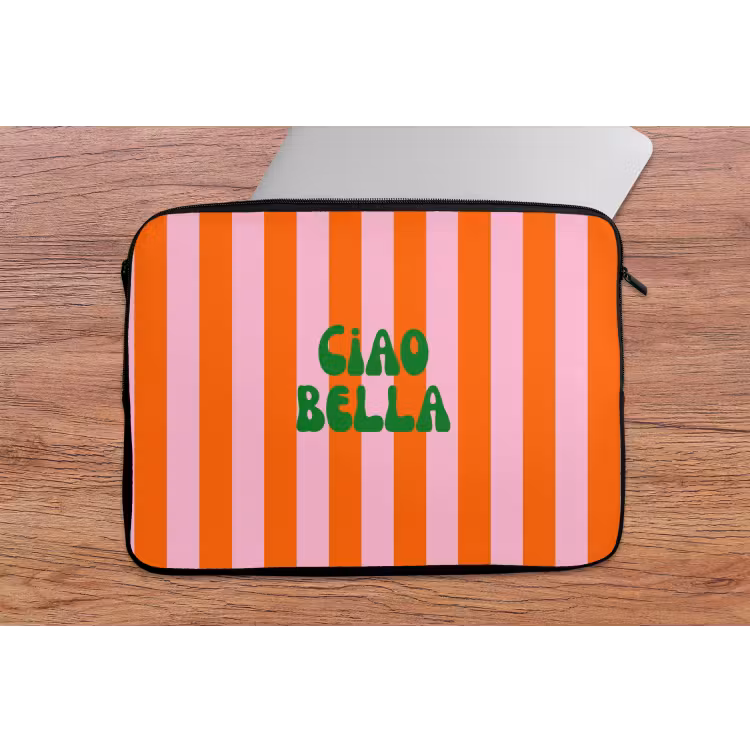 Strepen - Oranje - Verticaal - Ciao bella laptophoes neopreen klein -tafel