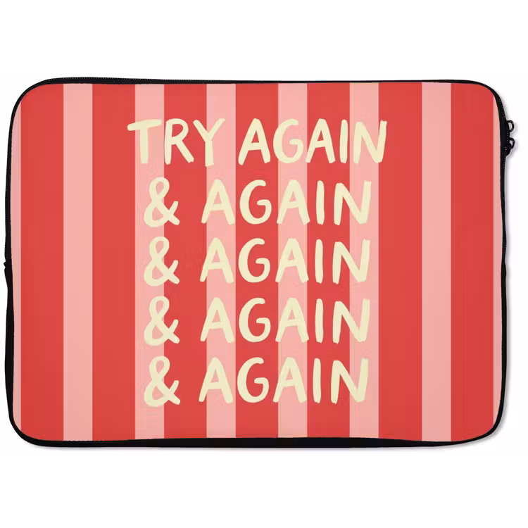 Strepen - Rood - Try again laptophoes neopreen klein -zkaufland3dotto