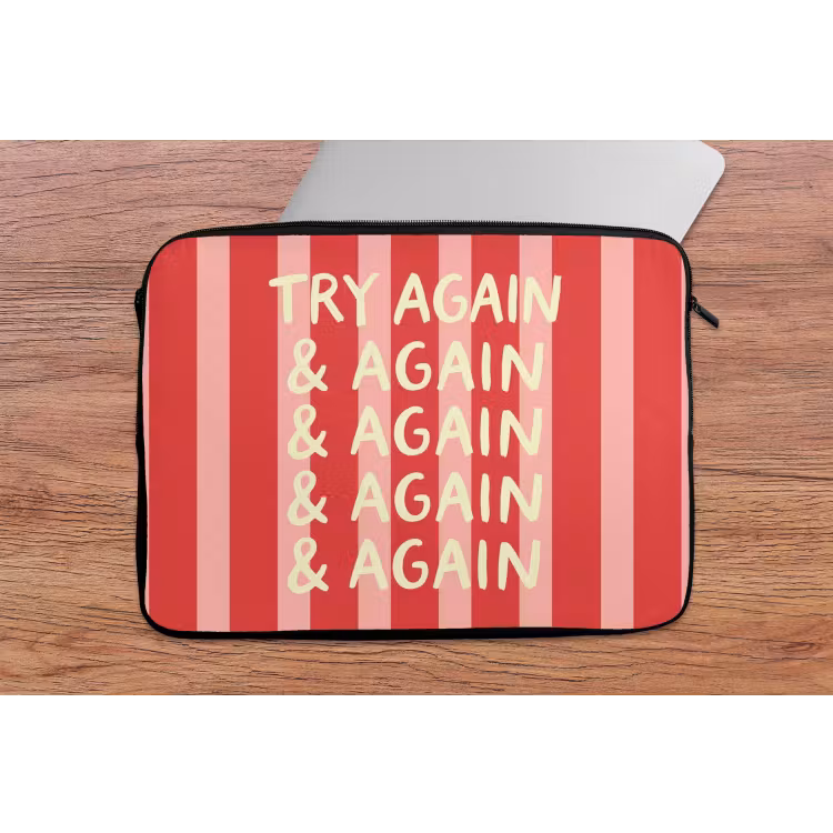 Strepen - Rood - Try again laptophoes neopreen klein -tafel