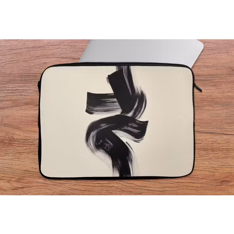 Strepen - Zwart - Abstract laptophoes neopreen klein -tafel