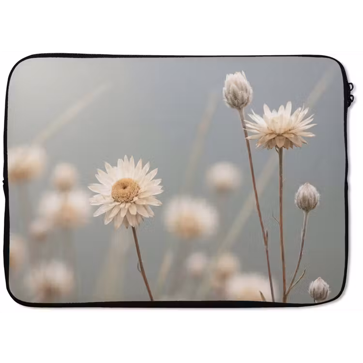 Strobloemen - Wit - Daglicht laptophoes neopreen klein -zkaufland3dotto