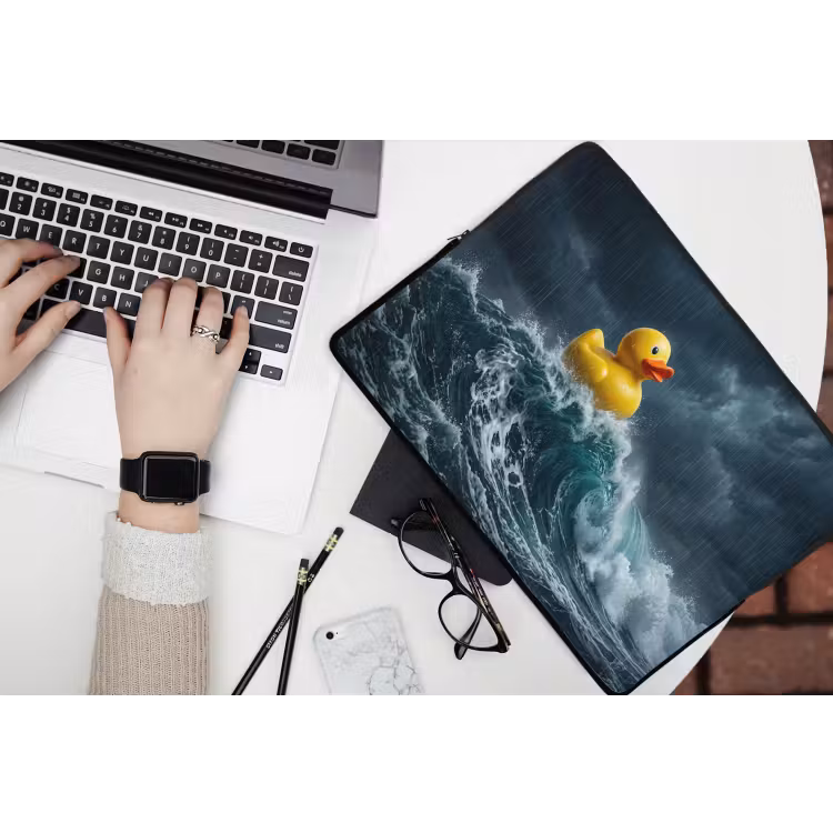 Storm - Badeend - Golven laptophoes neopreen klein -bureau