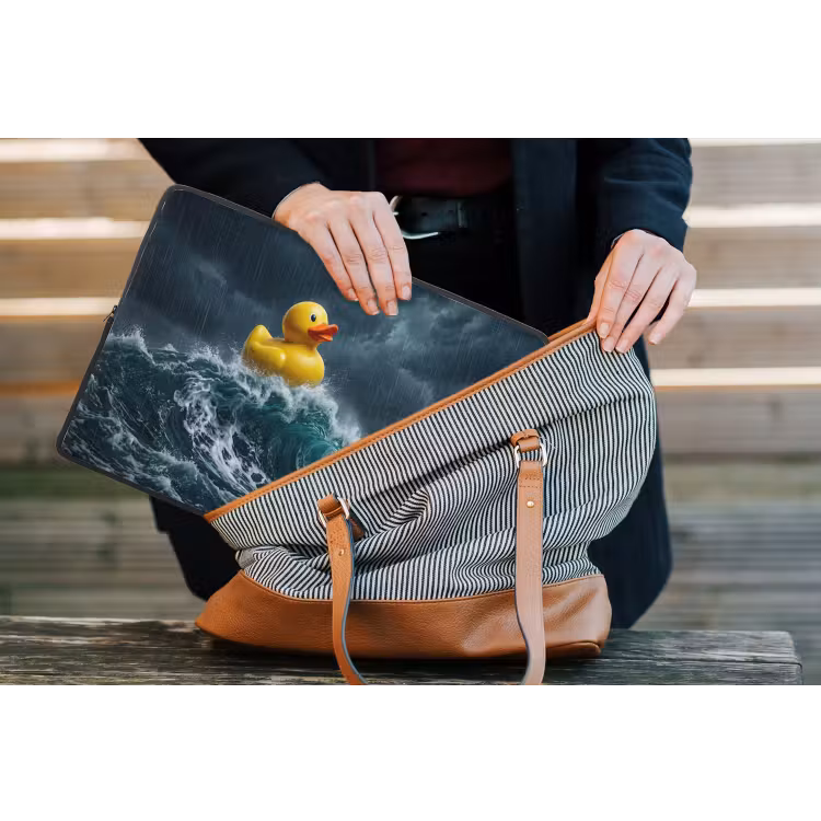 Storm - Badeend - Golven laptophoes neopreen klein -tas