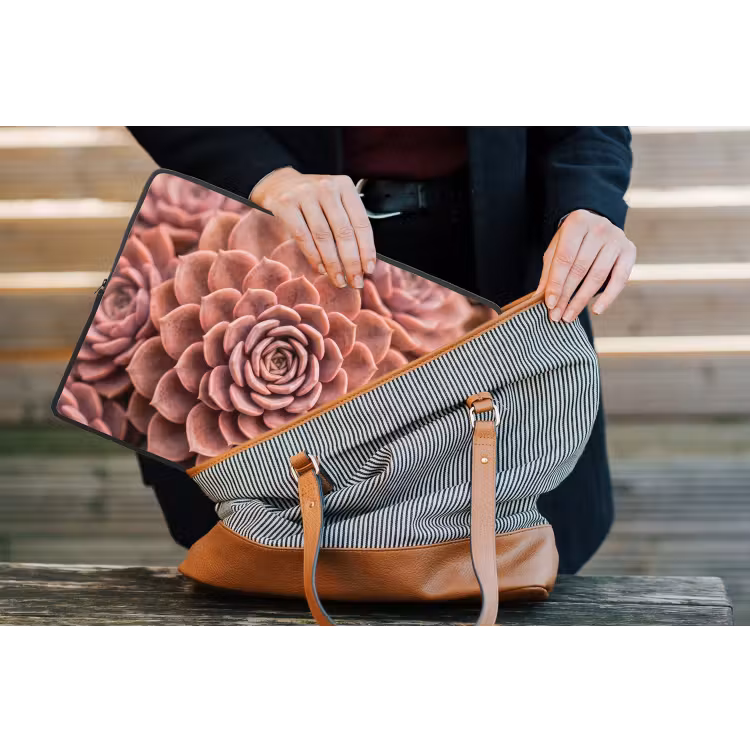Vetplant - Organisch - Roze laptophoes neopreen klein -tas