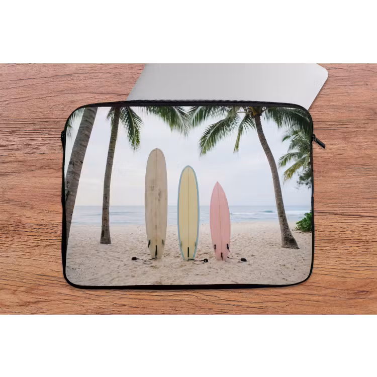 Surfboard - Palmbomen - Kleurrijk laptophoes neopreen klein -tafel