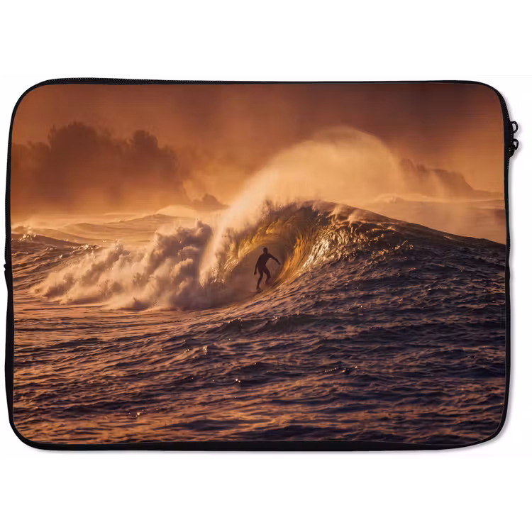Surfer - Golf - Oceaan - Sport - Oranje laptophoes neopreen klein -zkaufland3dotto