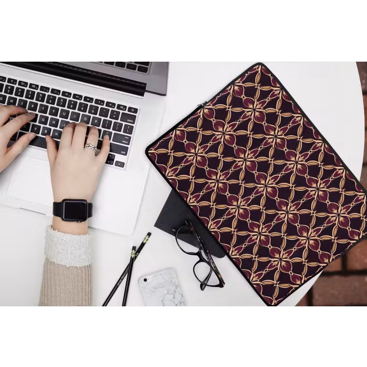 Symmetrisch - Tegel - Burgundy laptophoes neopreen klein 279 -bureau