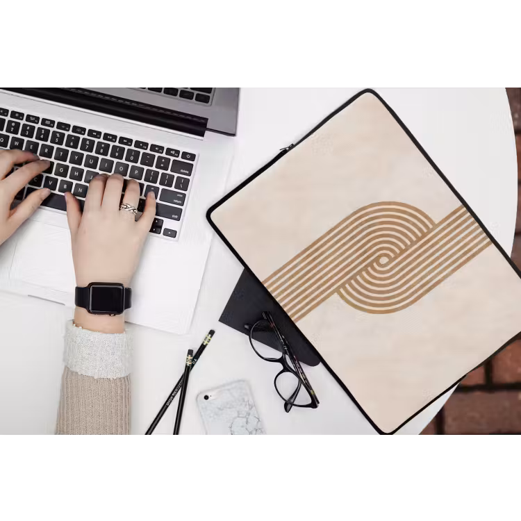 Symmetrische bocht - Koperkleurig laptophoes neopreen klein -bureau