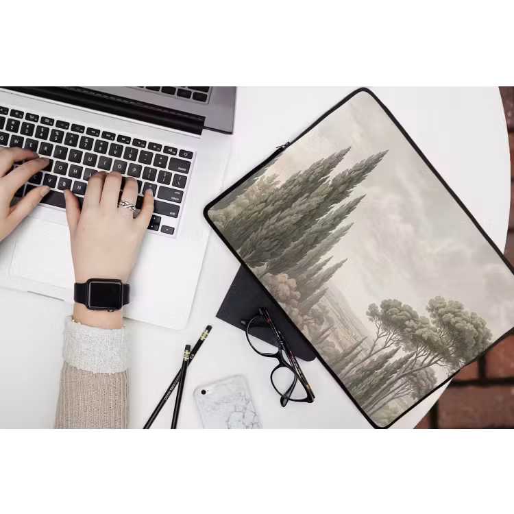 Vallei - Bos - Natuur - Groen laptophoes neopreen klein -bureau