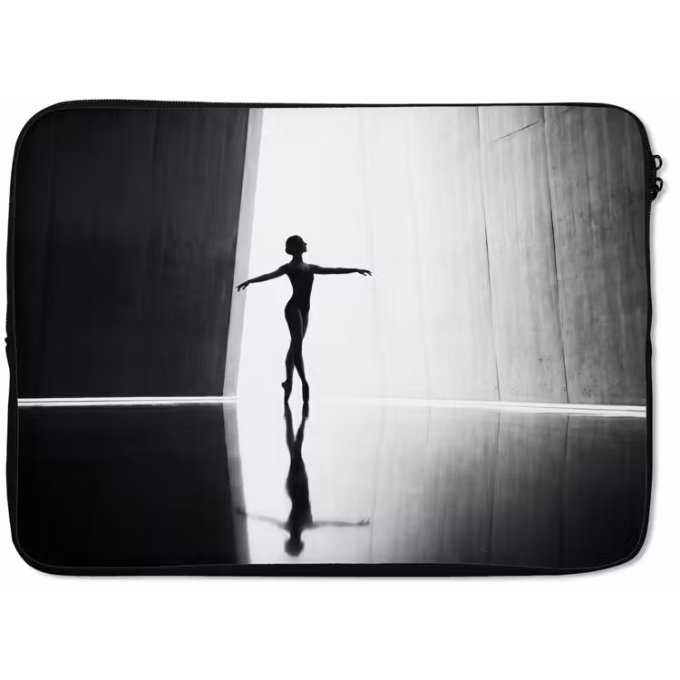 Danser - Silhouette - Kunst - Modern - Zwart-wit laptophoes neopreen klein -zkaufland3dotto
