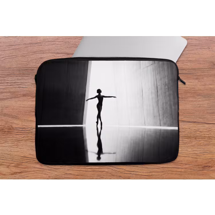 Danser - Silhouette - Kunst - Modern - Zwart-wit laptophoes neopreen klein -tafel