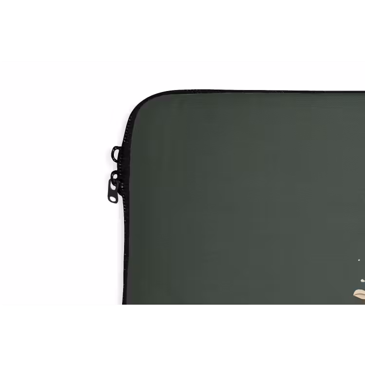 Kop - Bloemen - Groen - Koffie laptophoes neopreen klein -detail