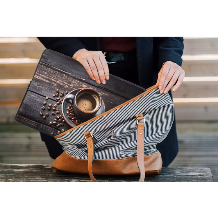 Kop - Koffie - Hout - Bonen laptophoes neopreen klein -tas