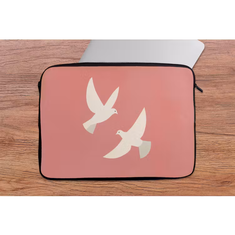 Duiven - Wit - Sierlijk laptophoes neopreen klein -tafel