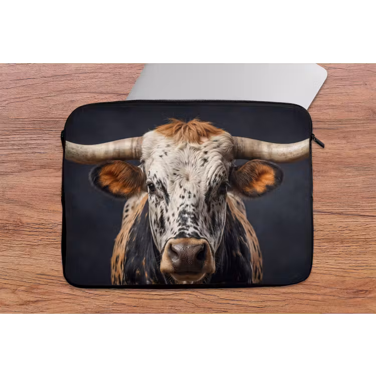 Stier - Kleurrijk - Hoorns laptophoes neopreen klein -tafel