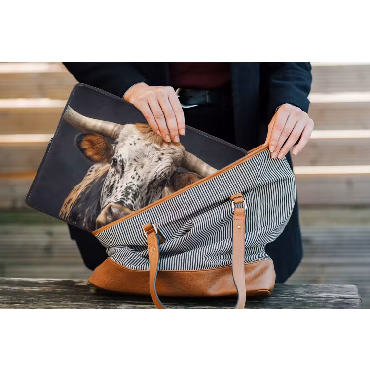 Stier - Kleurrijk - Hoorns laptophoes neopreen klein -tas